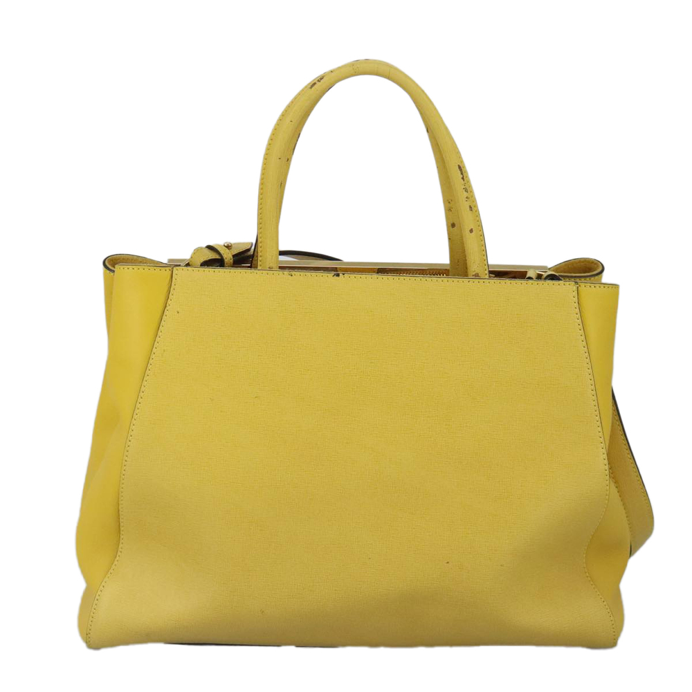 FENDI To joule Hand Bag Leather 2way Yellow Gold Auth 100188 - Picture 3 of 16